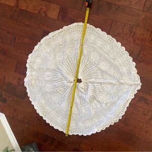 Vintage Hand Crochet Lined Tree Skirt 44”